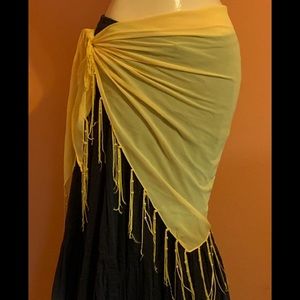 YELLOW FRINGY HIPSCARF BELLYDANCING OS